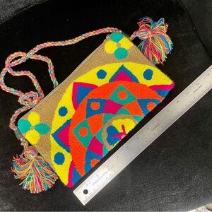 Multicolor Patterned Colombian Wayuu Crossbody Bag